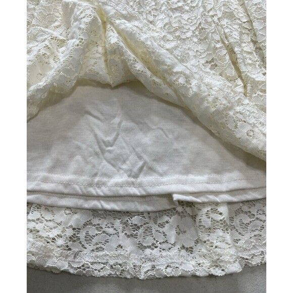 Forever 21 Juniors Size Small Short Ecru Lace Lined Skirt Flair Size Zip Mini - Picture 3 of 7